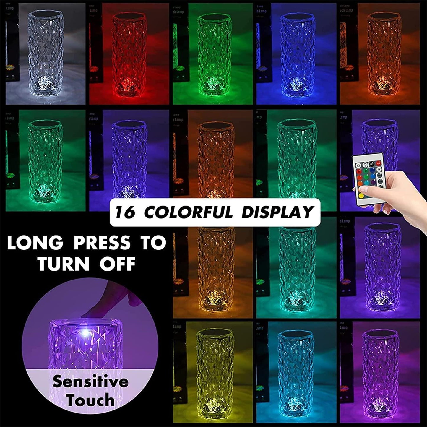 CrystalBloom Mood Lamp – Dazzling 16-Color Rose Light by Brandstorm