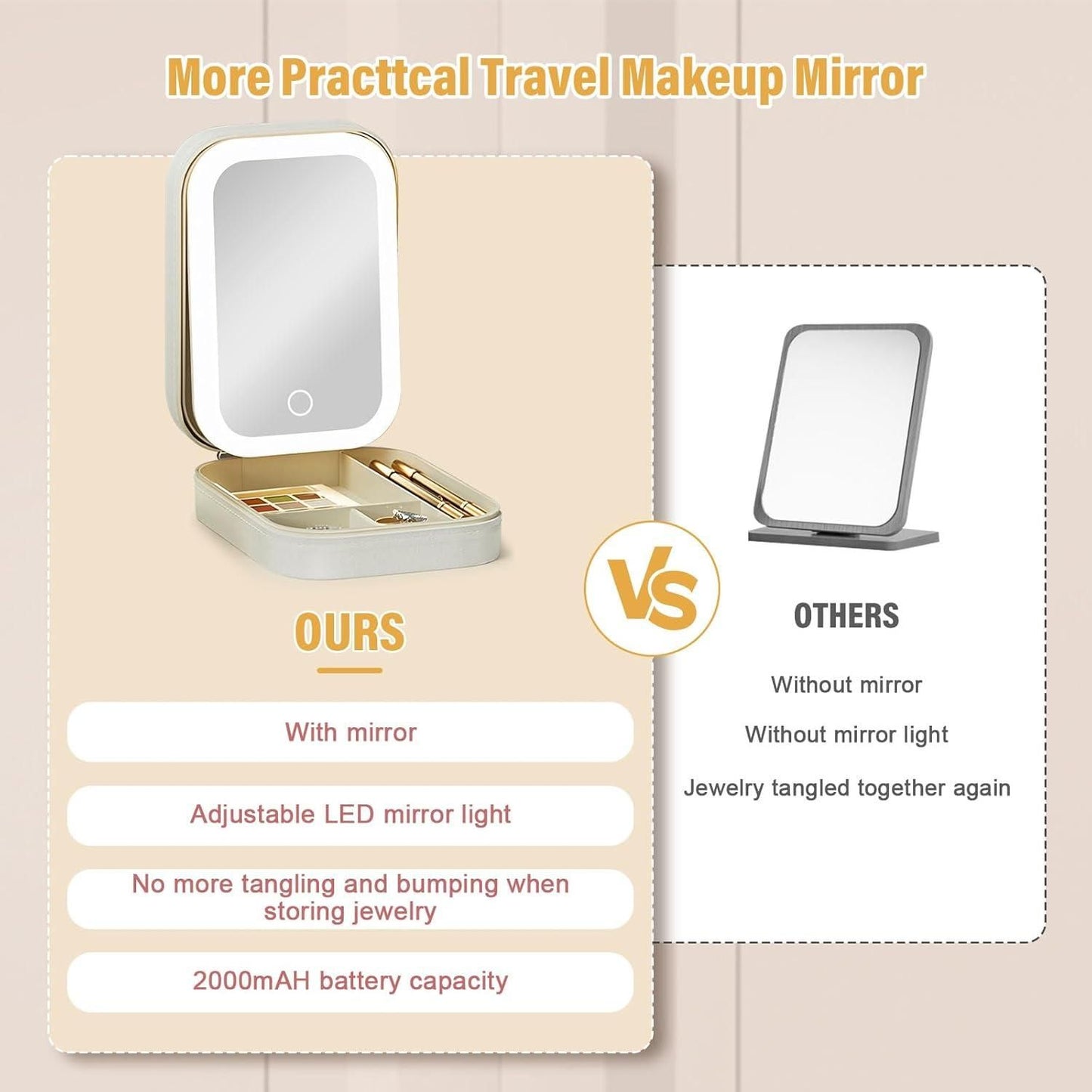 Glamora vanity Kit – Premium makeup Box with Glowing LED Mirror By BRANDSTORM