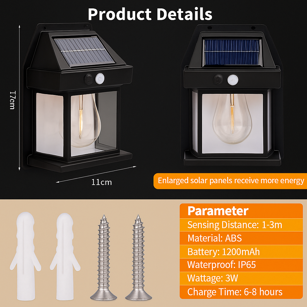 Waterproof Solar Wall Light for Outdoors – Automatic Night Illumination By Brandstorm