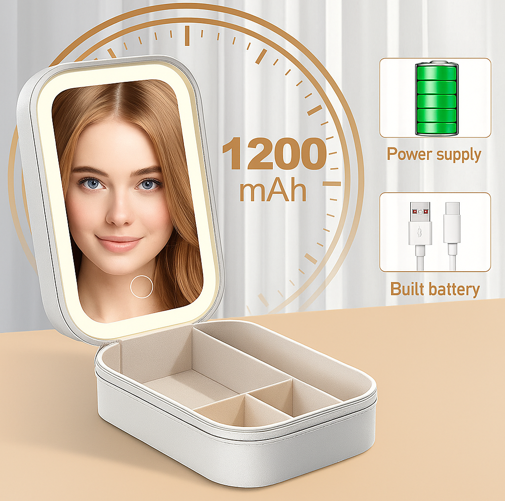 Glamora vanity Kit – Premium makeup Box with Glowing LED Mirror By BRANDSTORM