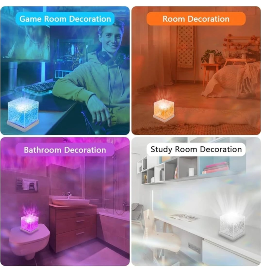 WaveGlow 360° Rotating Water Ripple Night Light