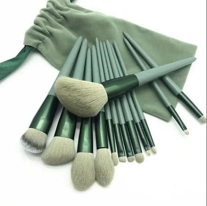 GlamPro 13-Piece Makeup Brush Set with Luxe Travel Pouch