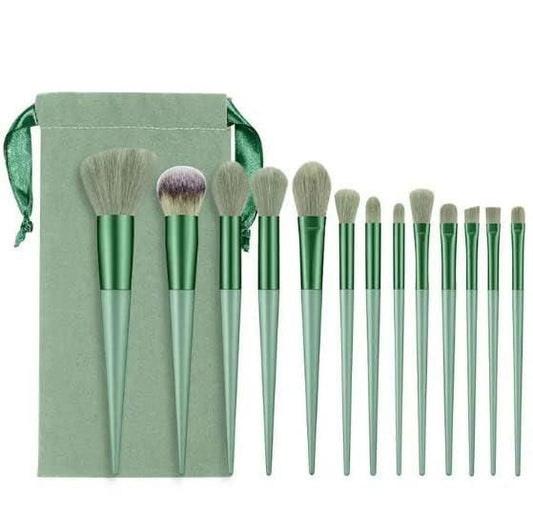 GlamPro 13-Piece Makeup Brush Set with Luxe Travel Pouch