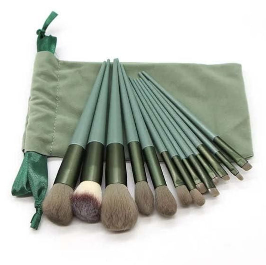 GlamPro 13-Piece Makeup Brush Set with Luxe Travel Pouch